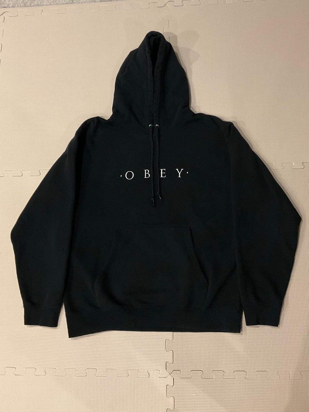 Obey Black Pullover Hoodie with White Center Logo
